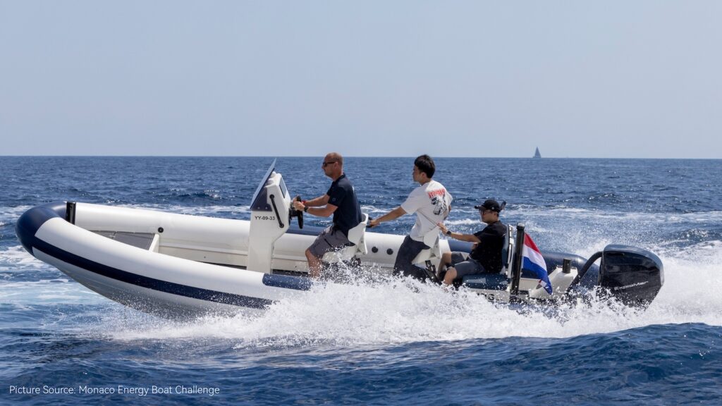 electric powered RIB boat on the water