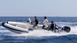 electric powered RIB boat on the water