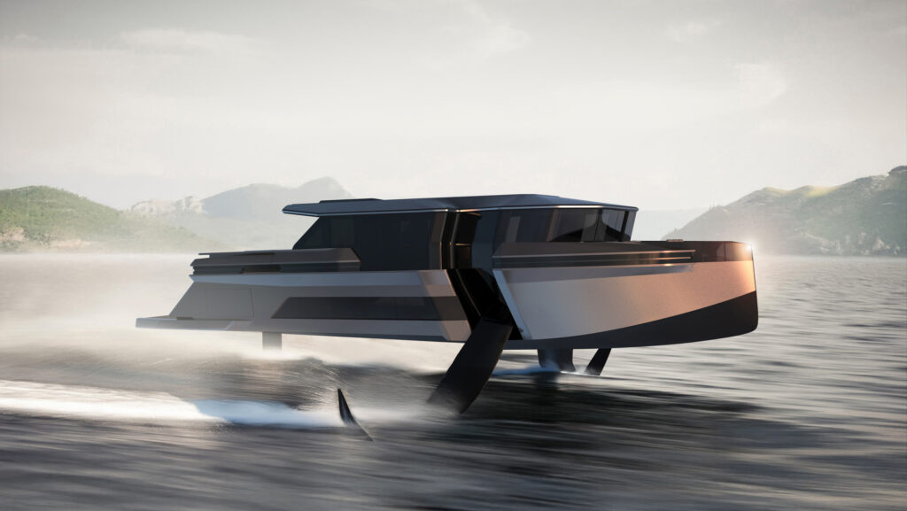 Rending of Ghost Foiler - foiling boat