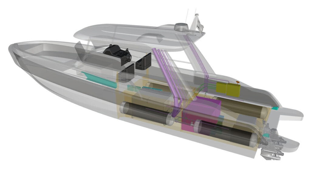 MED Group hydrogen-powered TYKUN H1 render - hydrogen system