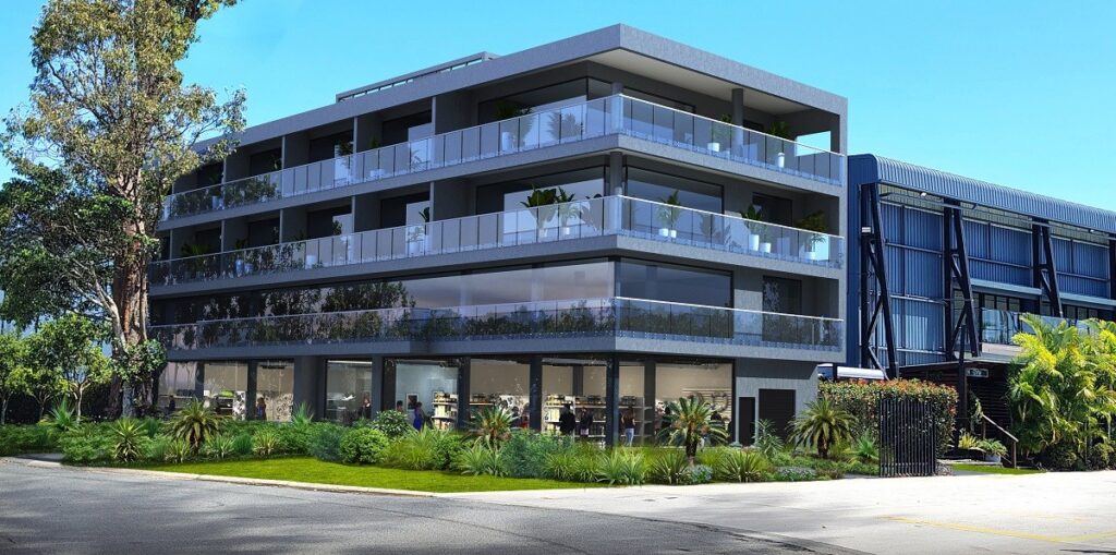 Grey office building