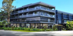 Grey office building