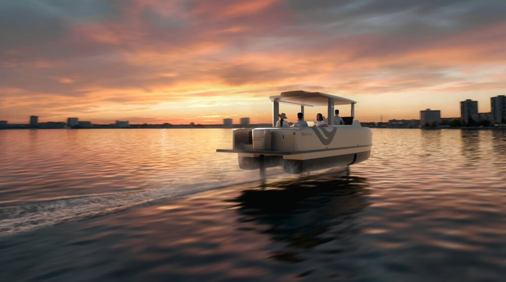 Rendering of Vessev electric hydrofoiling boat