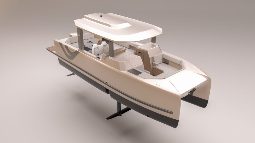 Rendering of Vessev electric hydrofoiling boat
