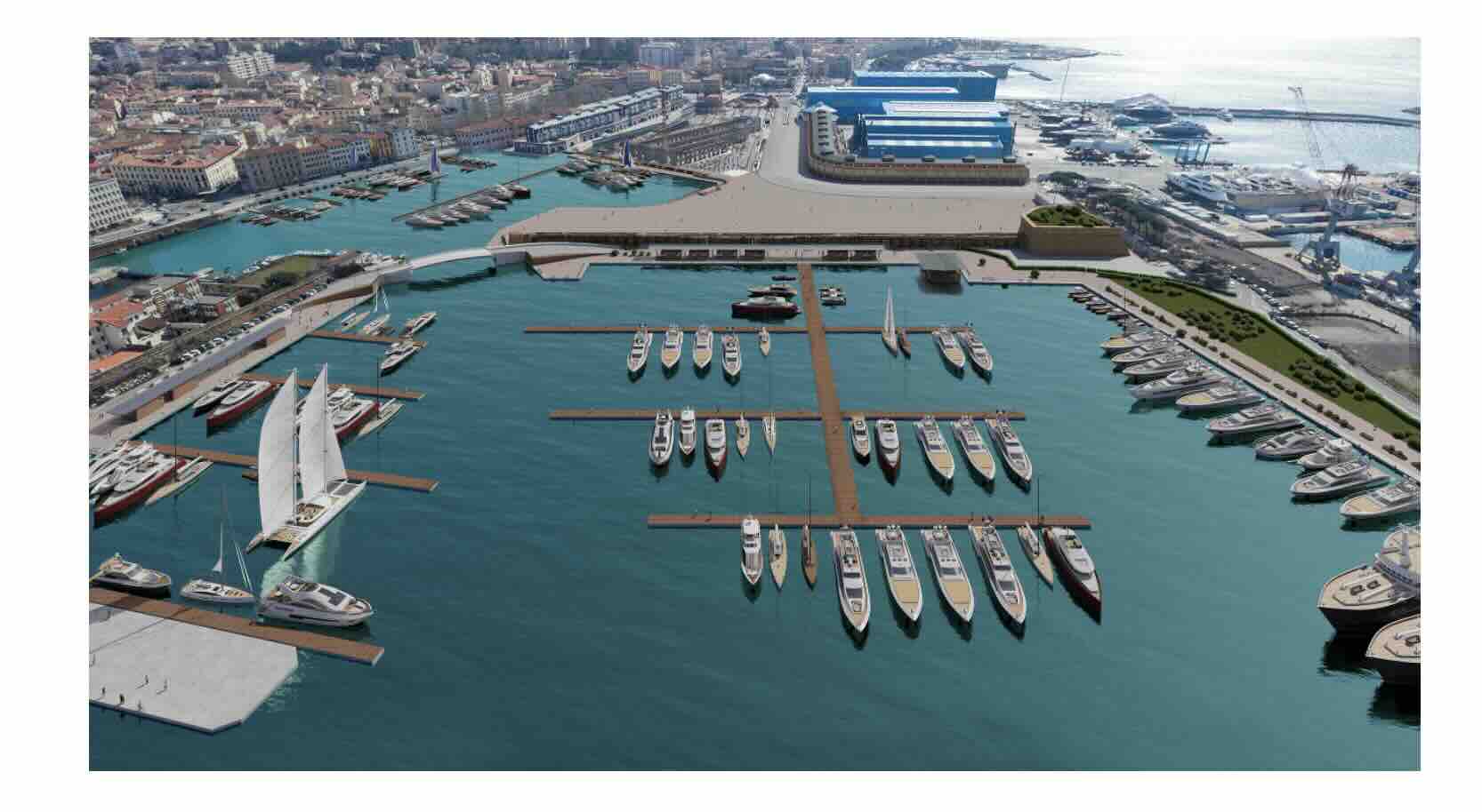 rendering of aerial view of livorno marina