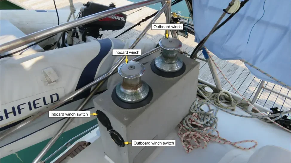 sailing boat winch and halyard