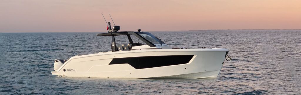 luxury 30ft motor boat on the water