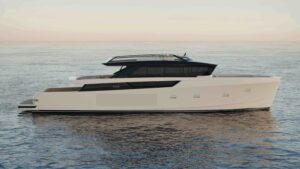 Rendering of Bluegame BGX83 luxury yacht in profile