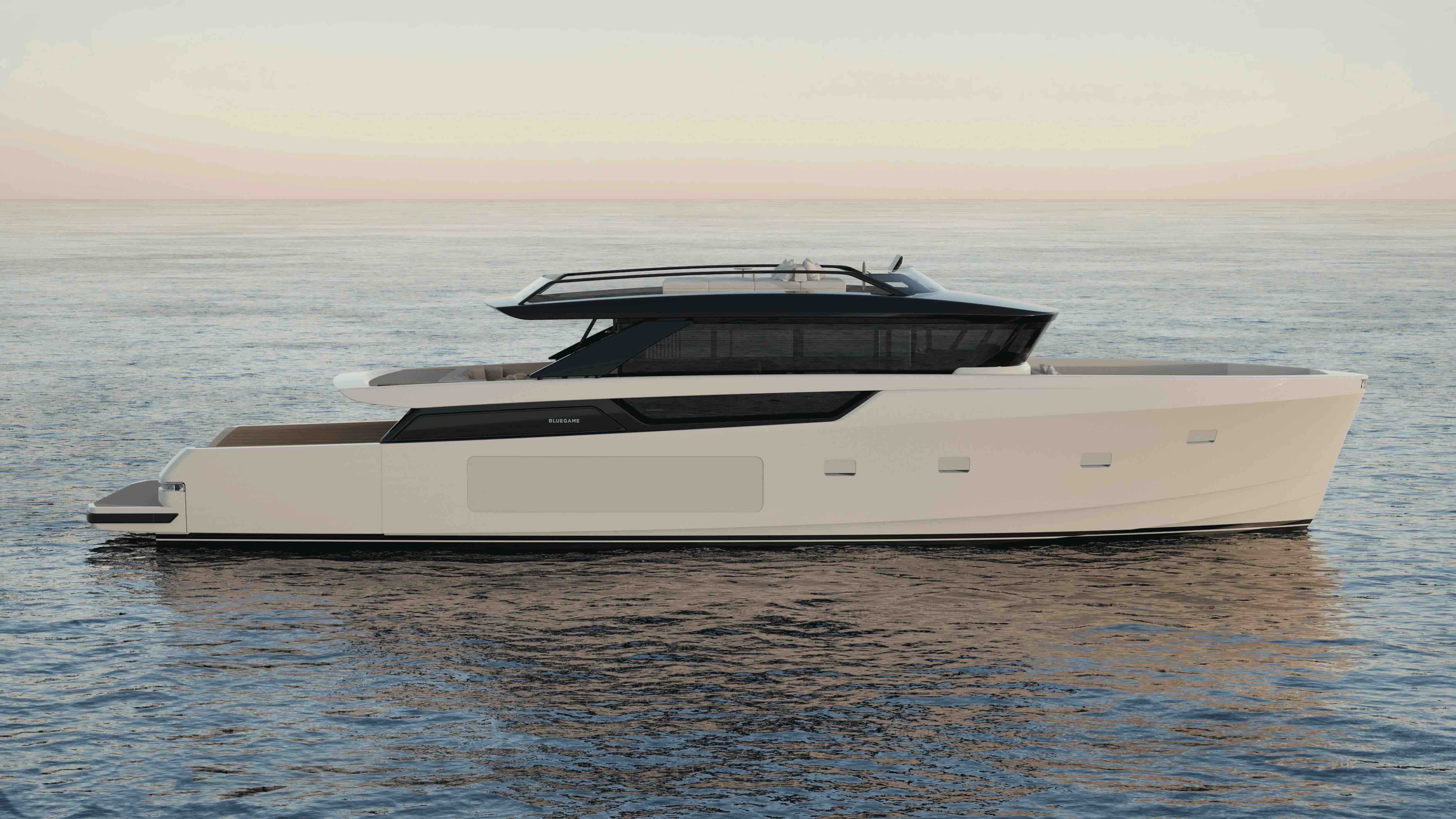 Rendering of Bluegame BGX83 luxury yacht in profile