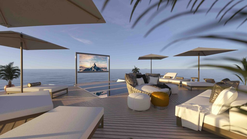 Rendering of a sun deck of a superyacht