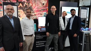 group of business people on exhibition stand