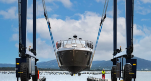 Cranchi boat in sling