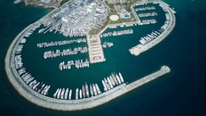 Aerial view of Didim marina in Turkey