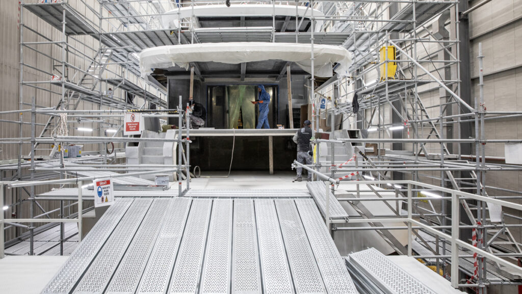 stern of Sirena Yachts 118 being built in Turkey