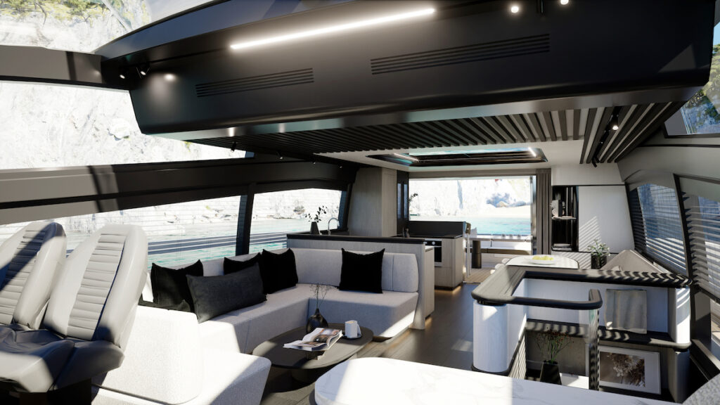 Saloon of Pearl 73 luxury large motor yacht