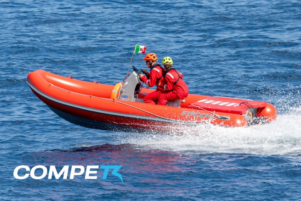 red speedboat RIB