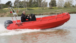 Orange whaly boat rib with yamaha engine