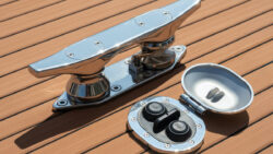 Bonomi's Joy cleat range shown on deck - to be distributed in Italy by Saim Marine