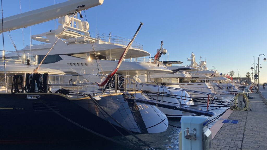 Boats lined up in marina