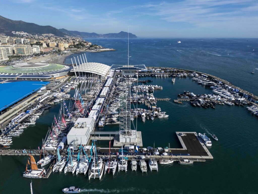 Genoa marina and port -aerial shot