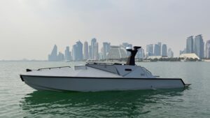 Castoldi USV on water with city skyline in backgound