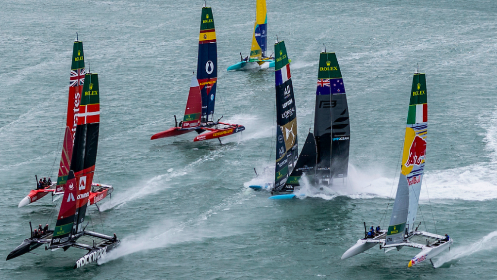 Aerial view of SailGP collision shows position of some members of wider fleet at the moment of impact