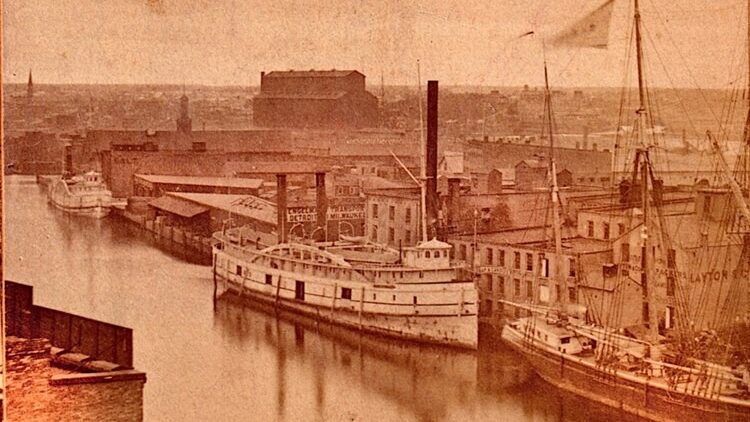 Lac La Belle at her dock in Milwaukee in 1872