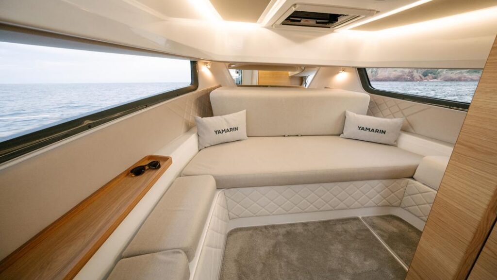 interior small vee berth cabin in a modern boat