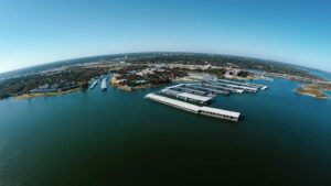Aerial view of Eagle Point Marina in Lewisville, Texas