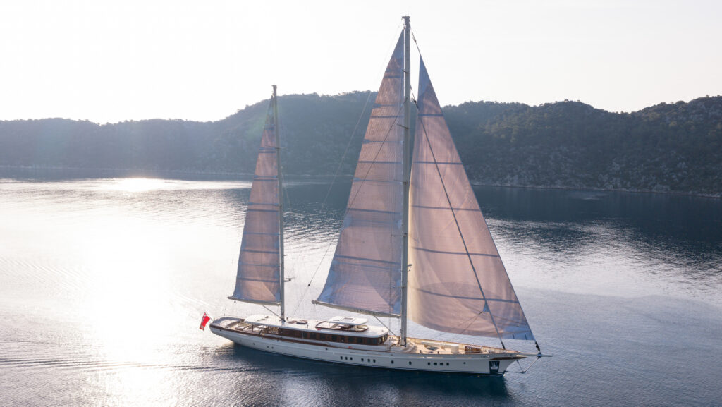 Simena departing the Ares Yachts shipyard in Antalya ahead of her Monaco visit. Image courtesy of Ares Shipyard/Jeff Brown