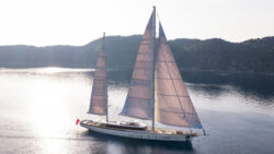 Simena departing the Ares Yachts shipyard in Antalya ahead of her Monaco visit. Image courtesy of Ares Shipyard/Jeff Brown