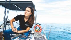 Woman on a boat at sea