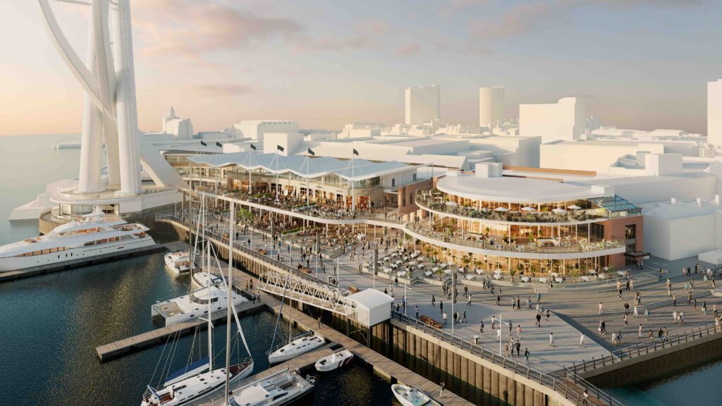 Rendering of new swish marina and shopping waterfront