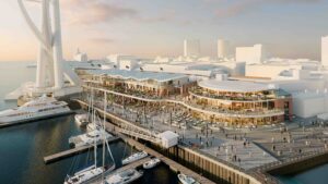 Rendering of new swish marina and shopping waterfront