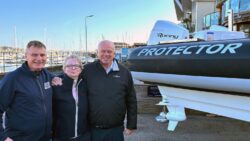 From left: Duco Snijder and Justien Hendriks from Watersportcentrum; Andy Andrews from PB Europe