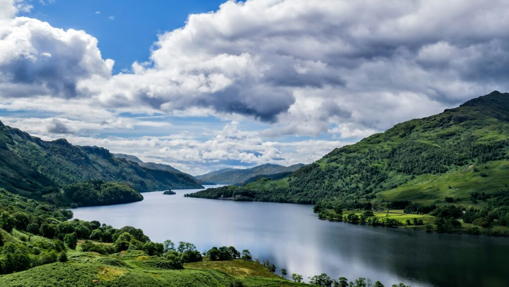 Loch Lomond is located within Loch Lomond & The Trossachs National Park in Scotland