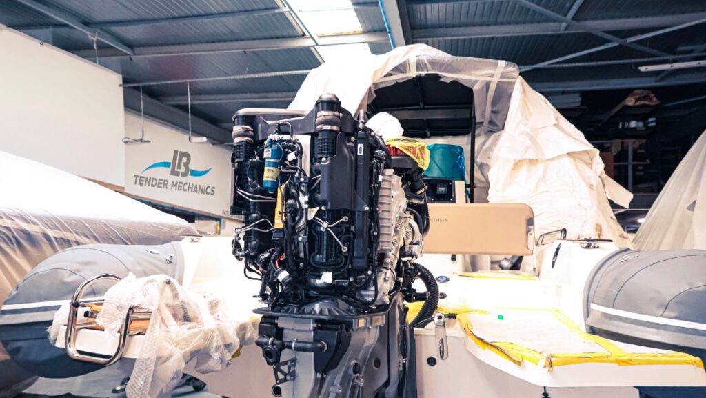 boat's outboard engine close up