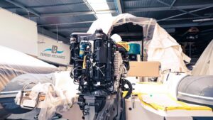 boat's outboard engine close up