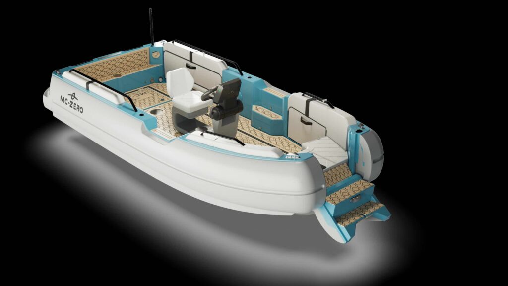 Product shot of MC-Zero electric tender RIB boat