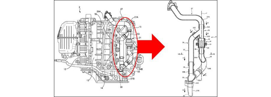 patent drawing of marine outboard engine