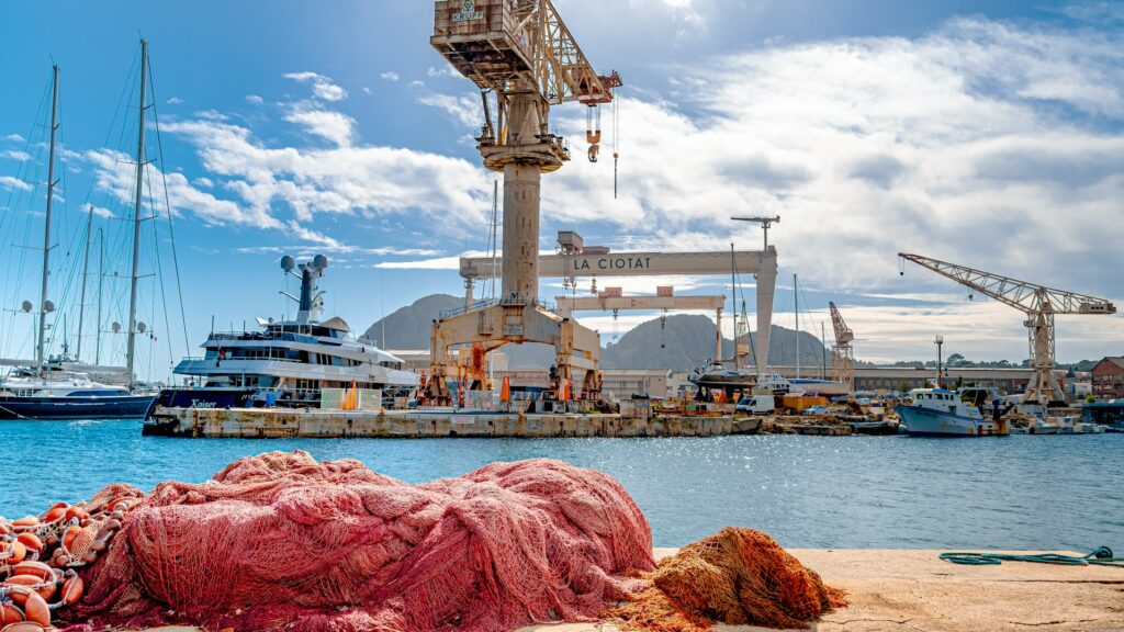 Cranes at a shipyard