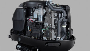 Suzuki outboard motor with cowl off