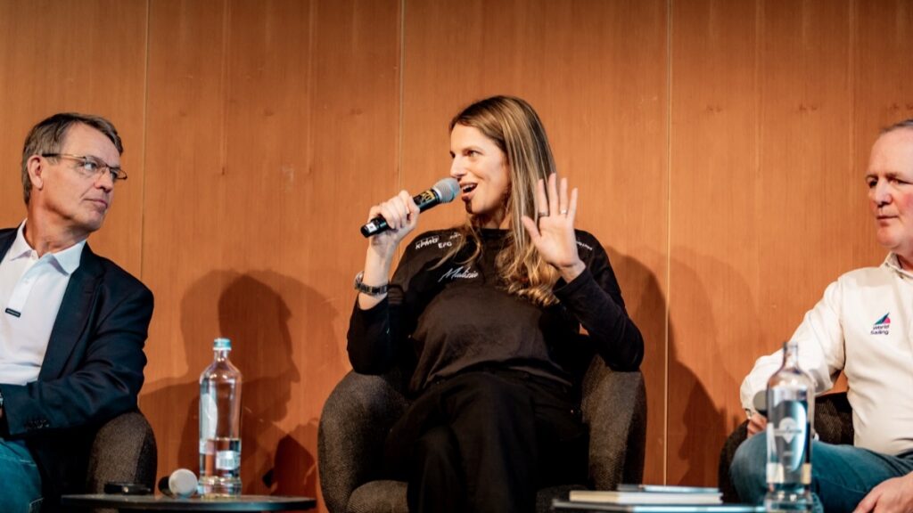 Holly Cova, team director of Team Malizia, speaks at the Yacht Racing Forum
