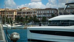 Marinedi Marina di Cagliari shows boat in front of lovely buildings