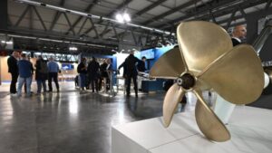 Gold propeller on display at exhibition