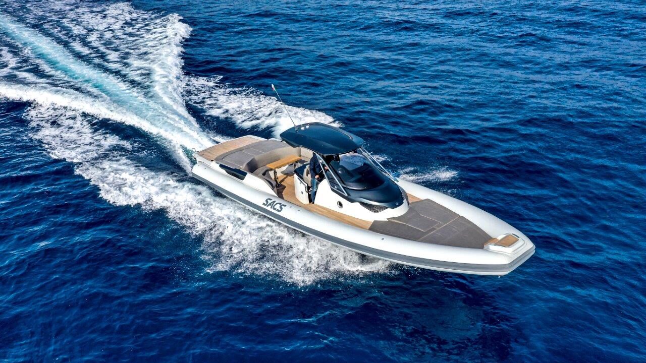 white fast motor RIB boat