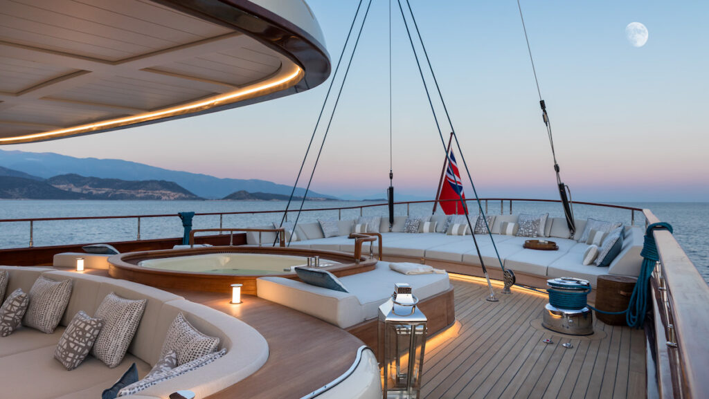 upper deck seating on superyacht 