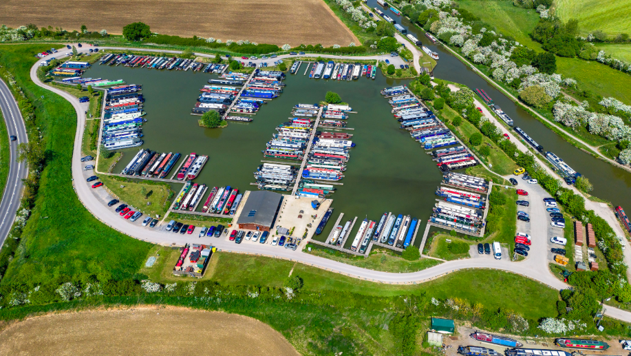 aerial view of Boats in Aquavista marina