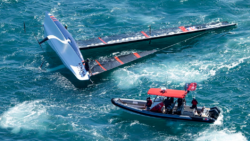 Boat capsized in water