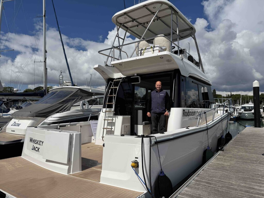Ben Stevens MD RBS Marine onboard Rodman as British Motor Yacht Show